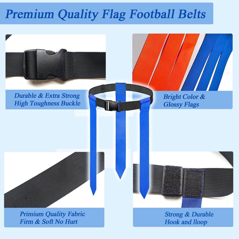Unixing 16 Sets Flag Football Belts, Adjustable Flag Football Set with Flags and Belt Training Flag Football Flags with Storage Bags - Image 3
